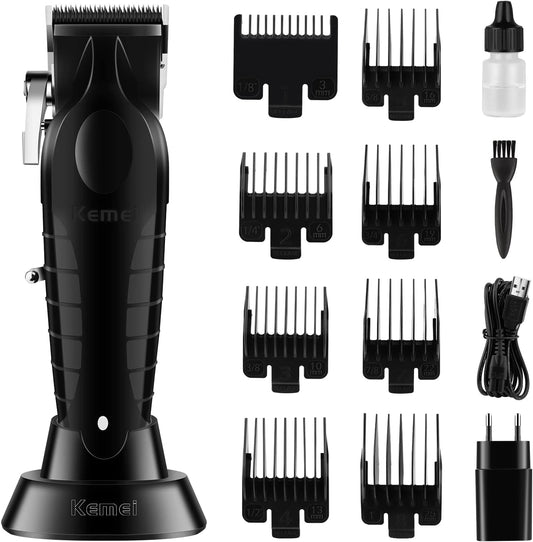 Black Hair Clippers for Men, Adjustable Cordless Clipper Professional Barber Clipper, USB Rechargeable Wireless Haircut Clippers