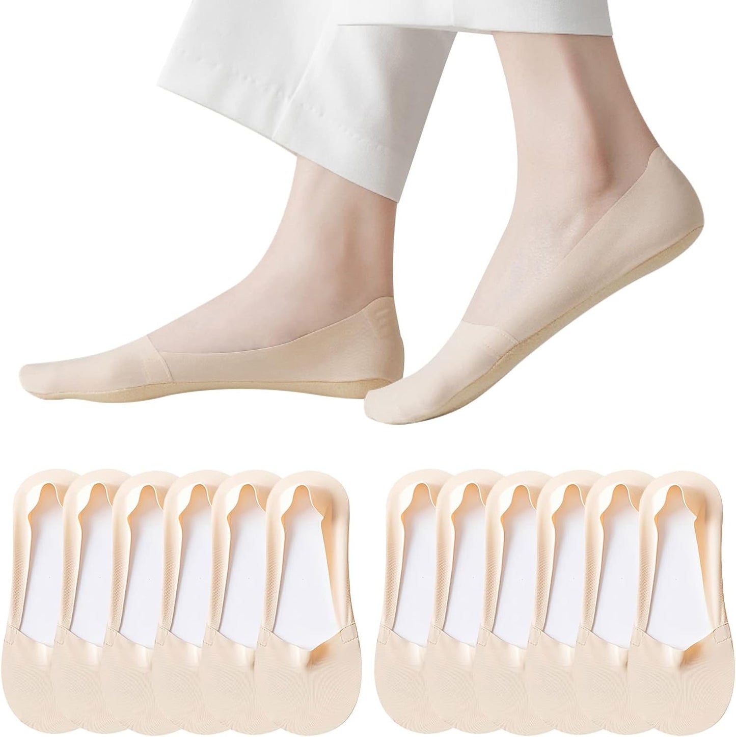 6 Pairs Invisible Non -Slip Woman Short Socks Low Cut Liners & Ankle Socks