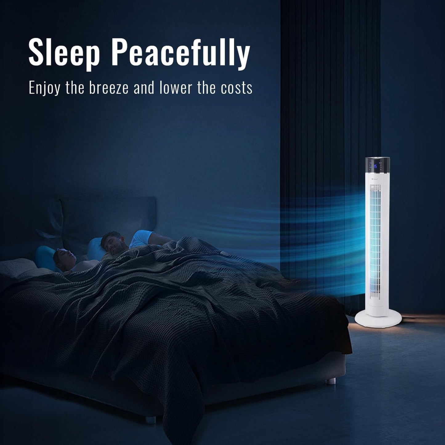 43-inch Tower Fan with Air Purifier & Aroma Function, 3 Speed Settings, Large LED Display, 8-Hour Timer, Oscillating Portable Electric Floor Fan for Bedroom, Home & Office