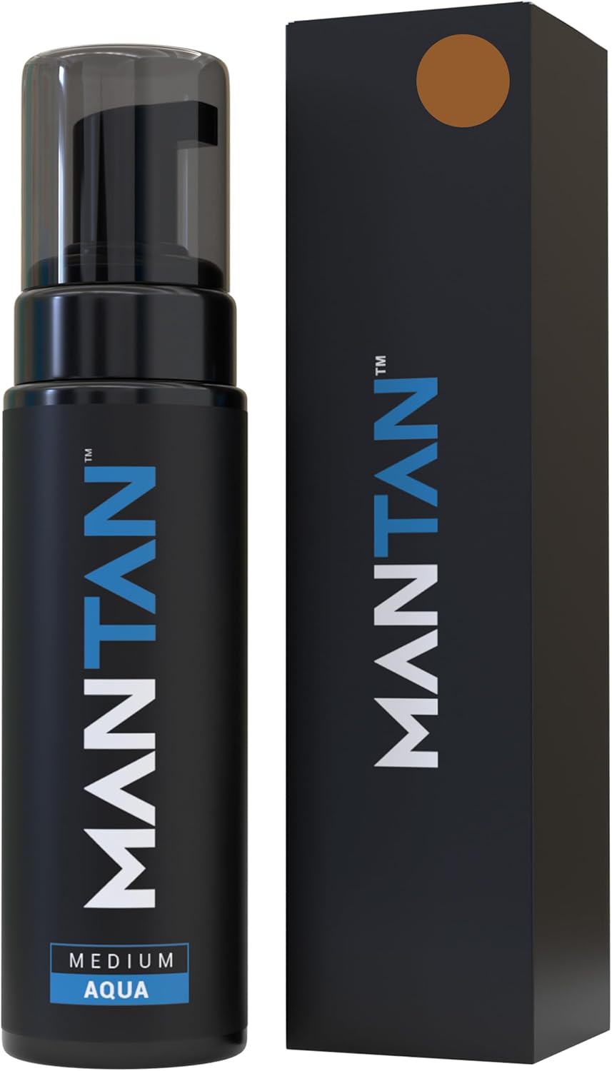Faux Tan Body Mousse - Brown Tanning Mousse for Men with Masculine Aqua Inspired Aftershave Fragrance