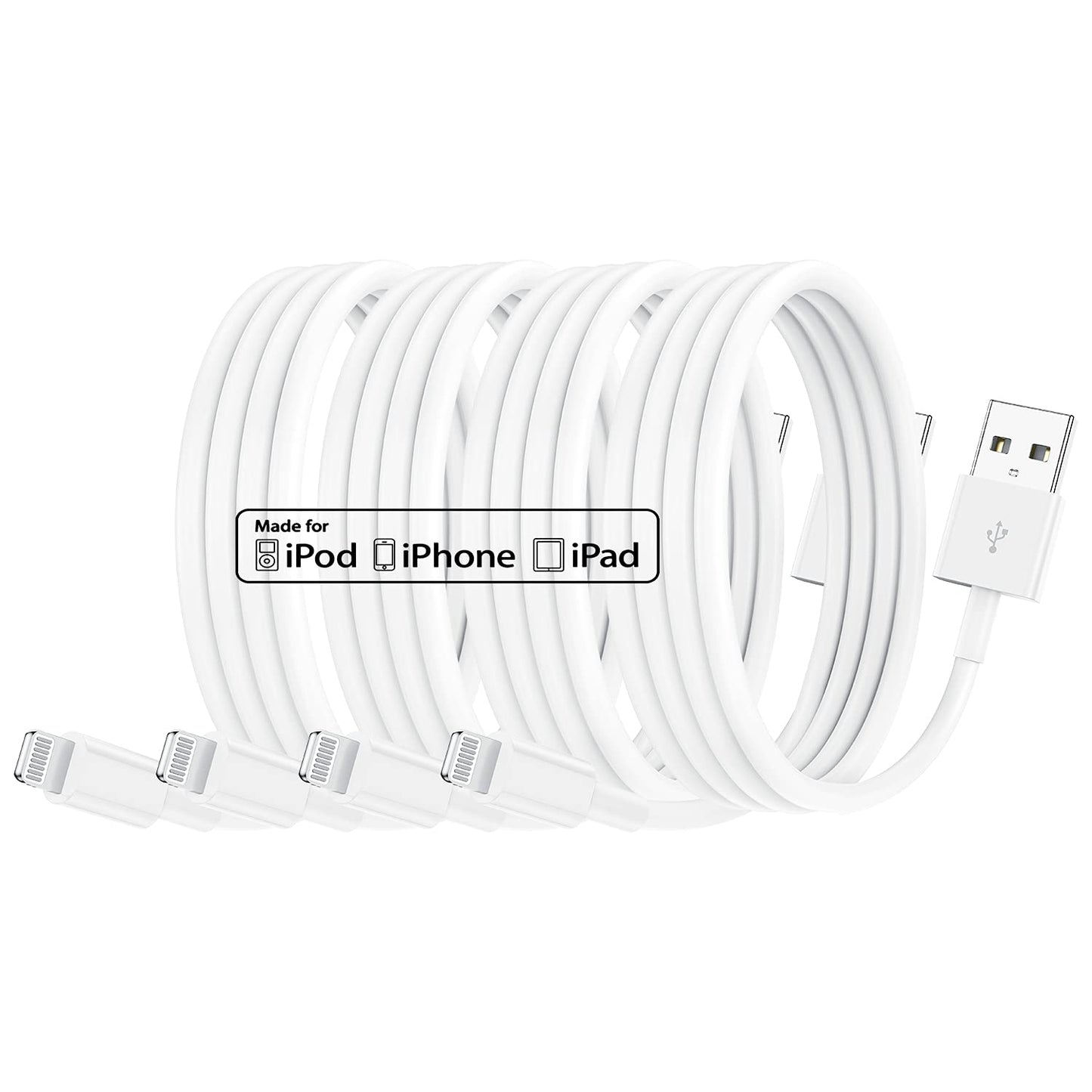 4 Pack Apple MFi Certified iPhone Charger Cable 1m, Lightning to USB Cable 1m Fast Charging, Long Charger