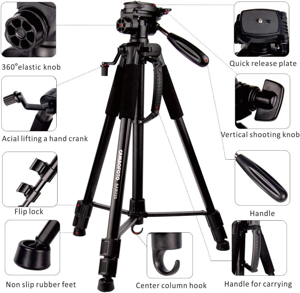 Lightweight Camera Tripod/Monopod with 3-Way Panoramic Head