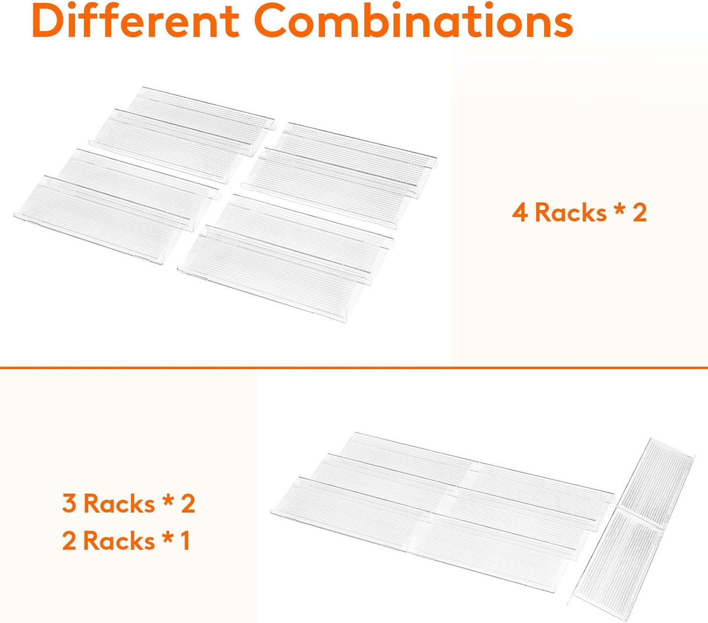 Spice Drawer Organiser, Spice Rack for Inside Drawer, Adjustable Seasoning Jars Storage Tray for Cupboard, Acrylic Drawers Shelf for Kitchen, Countertop, Cabinet, 4 Tiers, Set of 8, Black