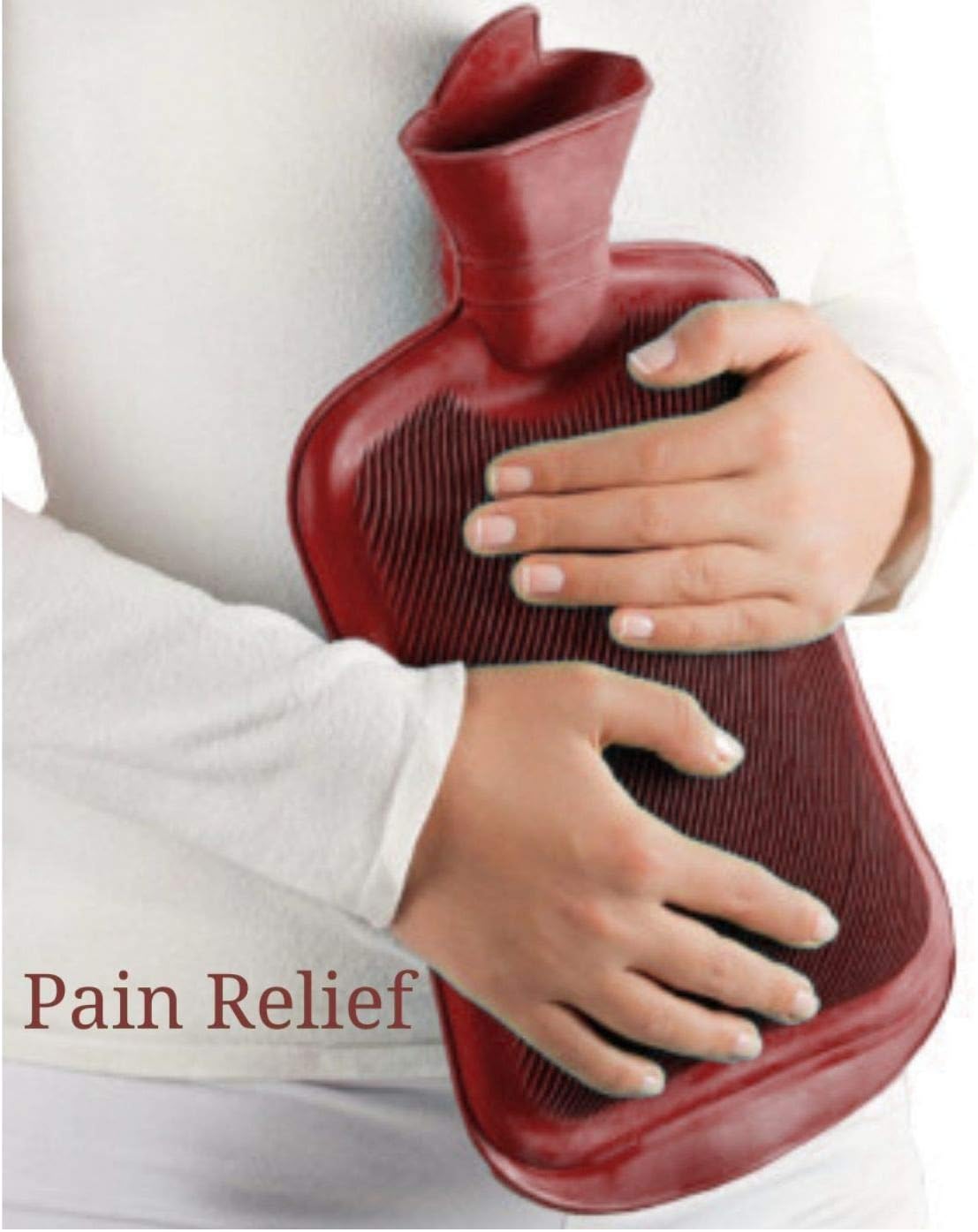 Pack of 2 Hot Water Bottles | Natural Rubber Large Hot Water Bottle 2L | Red Hot Water Bag for Pain Relief Secure & Leakproof