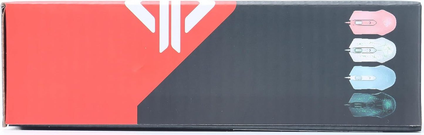 AJ52 Wired RGB Gaming Mouse, 2500 DPI 7 Buttons, Ergonomic LED Backlit USB Gamer Mice Computer Laptop PC, Compatible with XBOX PC Mac OS Linux - Pink