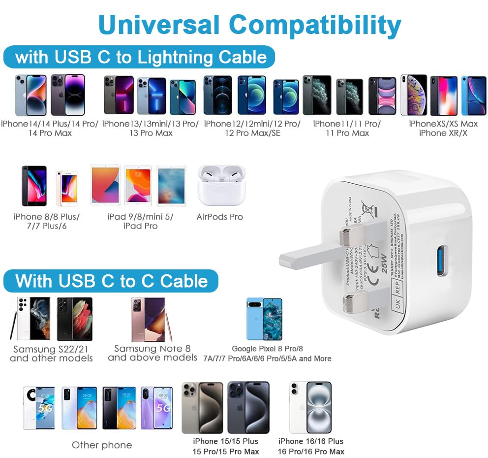 Samsung Fast Charger Cable and Plug,USB C Charger Cable and Plug Type C Charger