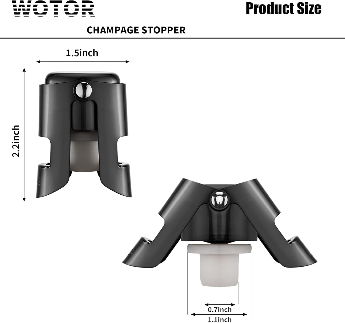 Champagne Bottle Stoppers Stainless Steel, Prosecco Stopper with Food Grade Silicone