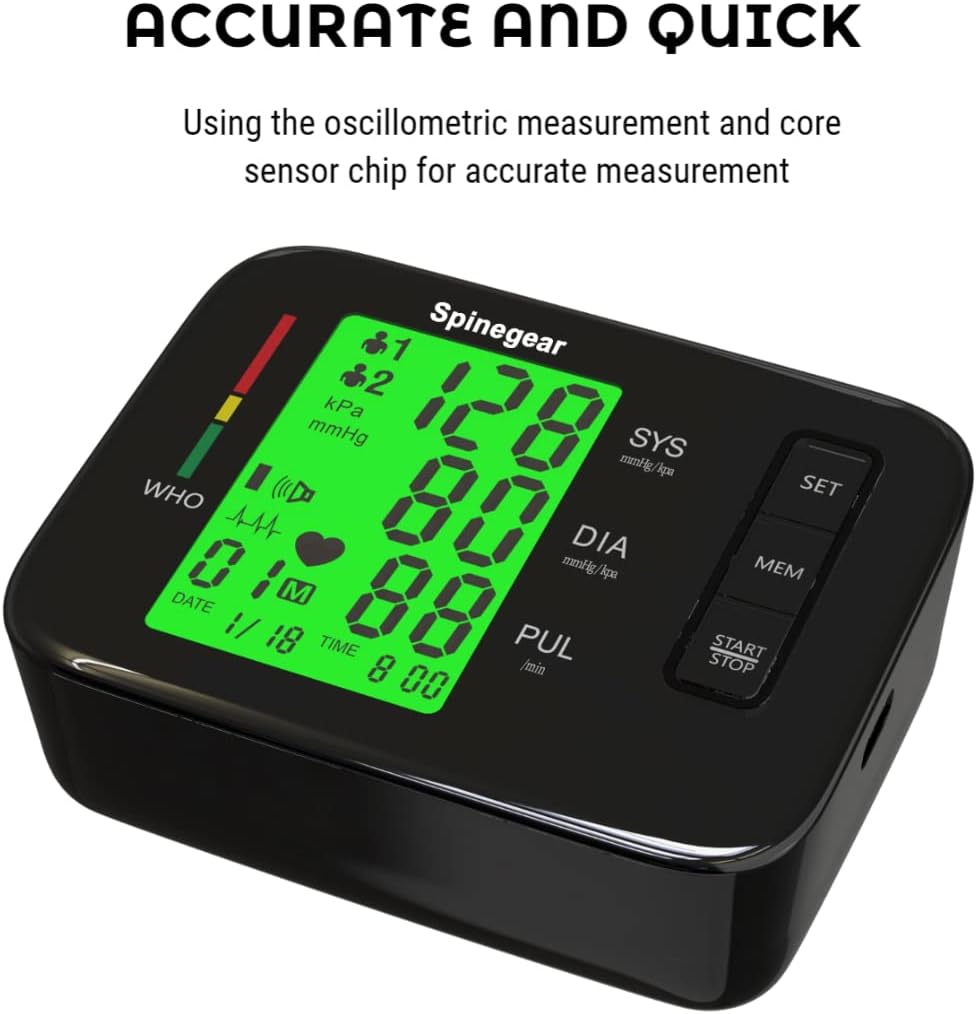 Rechargeable Upper Arm Blood Pressure Monitor – NHS Home Use BP Machine, CE Approved, Large Cuff 22-42cm, Heart Rate & Irregular Heartbeat Detection, LCD Backlight, Voice Broadcast