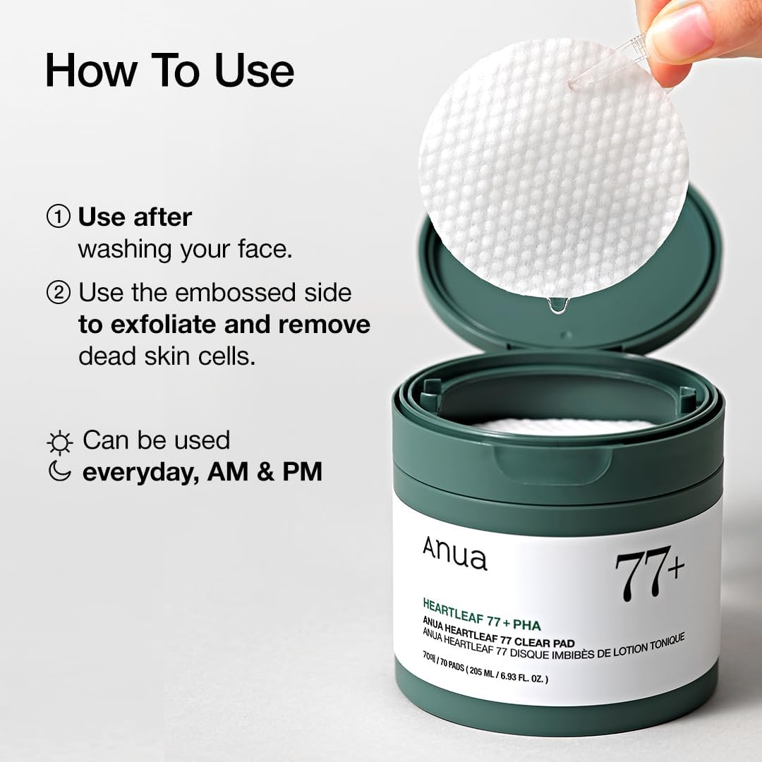 Toner Pad, Mild Exfoliating Facial Pads for Glass Skin, Hydrating Pore Care for Sensitive Skin, Heartleaf Extract, PHA, Centella