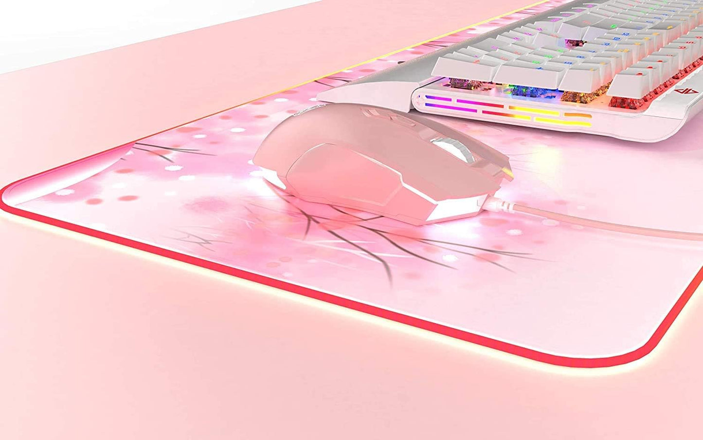 AJ52 Wired RGB Gaming Mouse, 2500 DPI 7 Buttons, Ergonomic LED Backlit USB Gamer Mice Computer Laptop PC, Compatible with XBOX PC Mac OS Linux - Pink