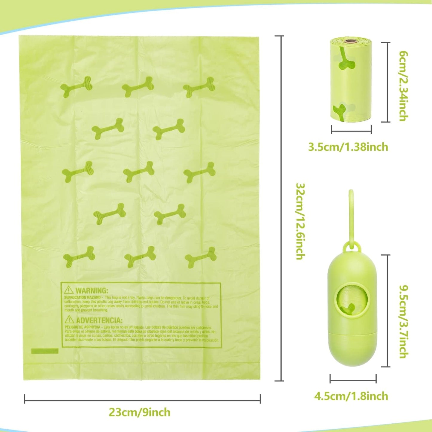 Dog Poo Bags with Dispenser, 360 Count - Extra Thick & Large, Unscented Leak-Proof