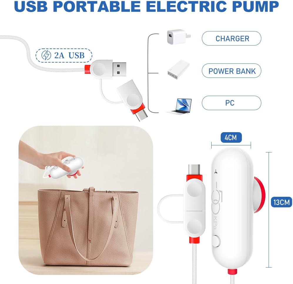 Vacuum Storage Bags for Clothes, Vacuum Bags with Electric Pump Saver Bags for Duvets, Bedding, Pillows, Clothes, Quilts