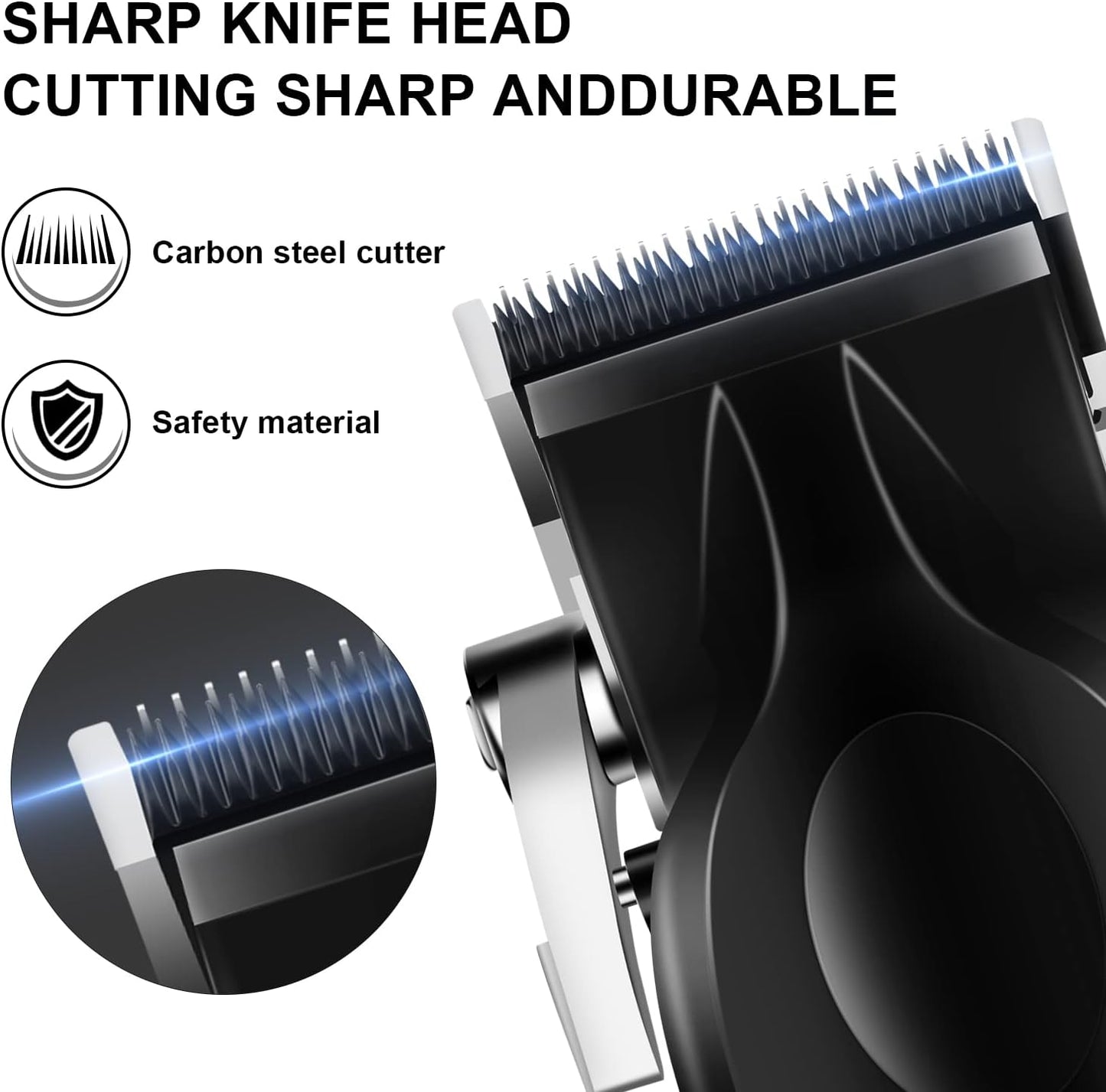 Black Hair Clippers for Men, Adjustable Cordless Clipper Professional Barber Clipper, USB Rechargeable Wireless Haircut Clippers