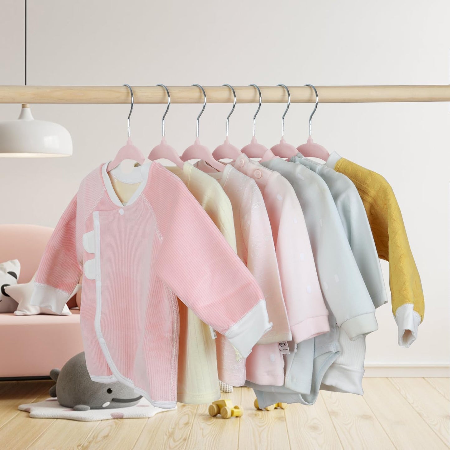 Baby Velvet Hanger 30 Packs,Kids Coat Hangers with Notched Design, Ultra-Thin Space Saving children's hangers, 360 Degree Swivel Hooks,Non-Slip Toddler Children's Hangers (Pink)
