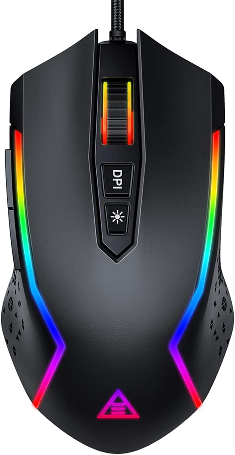 RGB Gaming Mouse Wired, PC Gaming Mice with 8000 DPI, 7 Programmable Buttons, Chroma RGB Backlit, 6 DPI Adjustment Levels Computer Mouse for PC/Mac/Laptop Gamer
