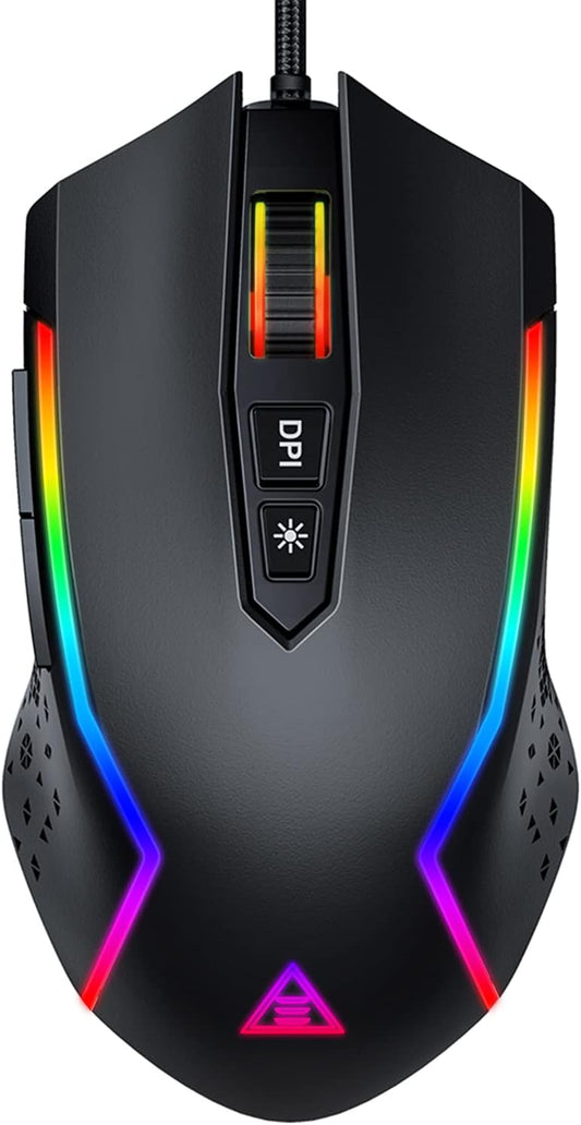 RGB Gaming Mouse Wired, PC Gaming Mice with 8000 DPI, 7 Programmable Buttons, Chroma RGB Backlit, 6 DPI Adjustment Levels Computer Mouse for PC/Mac/Laptop Gamer