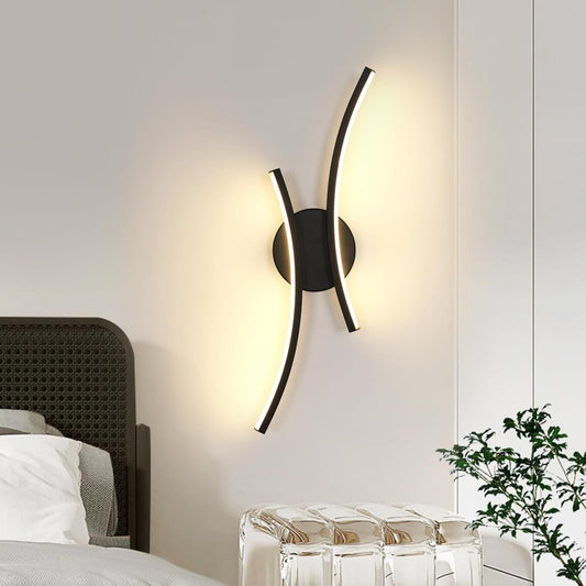 Modern LED Wall Light with 2 LED Strips, Curved Design Wall Sconce in Acrylic