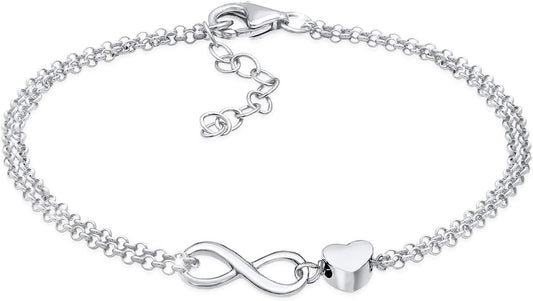 Bracelet Women Heart Love Intertwined in 925 Sterling Silver