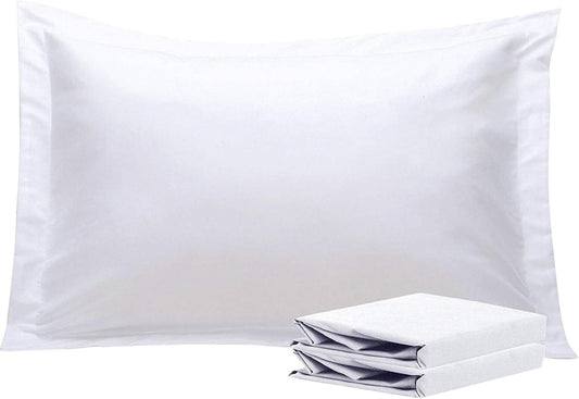 2 Pack 100% Brushed Microfiber Oxford Pillowcases, 1800 Super Soft and Cozy, Wrinkle, Fade, Stain Resistant Standard Oxford Pillow Cases | Hotel Quality Pillow Shams, 50x75 cm, White