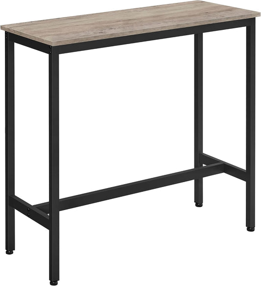 Bar Table, Kitchen Table, Pub Dining High Table, Sturdy Steel Frame, 40 x 100 x 90 cm, Easy Assembly, Industrial Design, Greige and Black LBT010B02