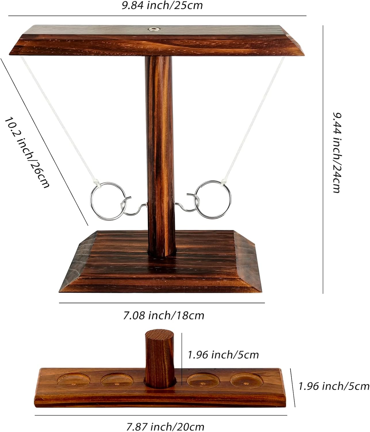 Ring Toss Game, Wooden Table Top Hook Ring Toss Game Children, Premium Party Throwing Games Game for Family Fun Indoor/Outdoor Game