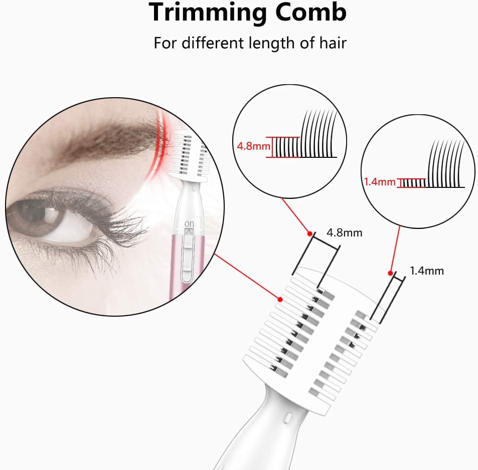 Upgraded Precision Facial Hair Trimmer for Women - Electric Eyebrow with Comb