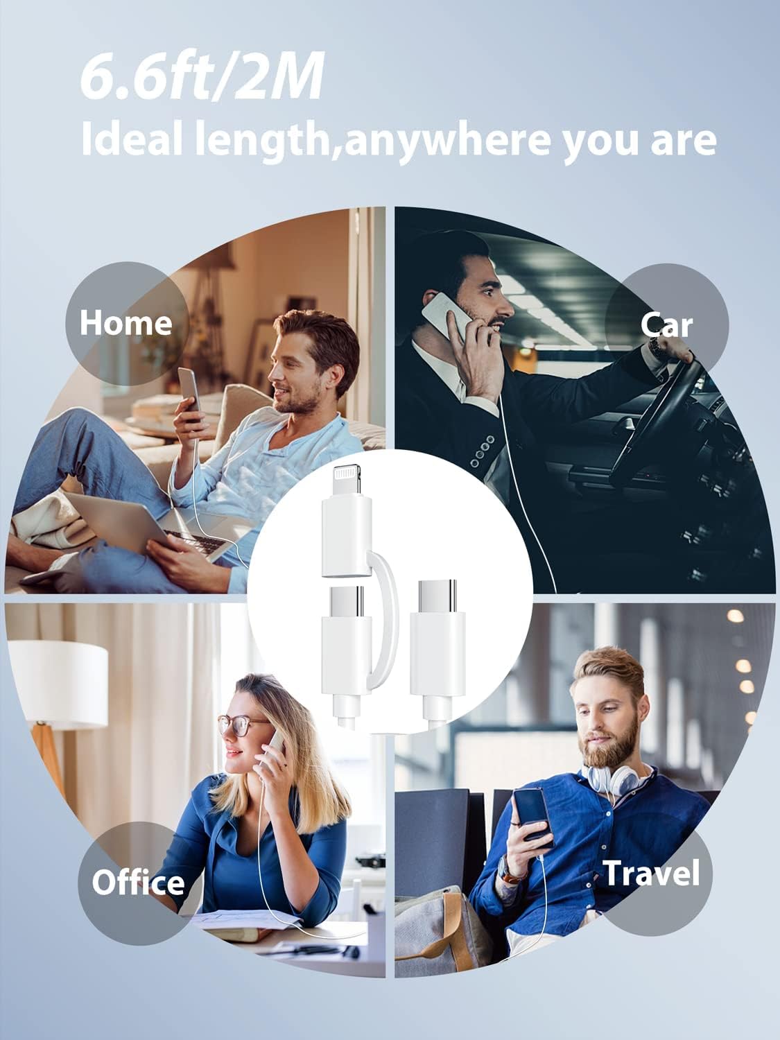 2 in 1 USB C to USB C/Lightning Cable 2Pack 2M MFi iPhone 15 Charger C to C Fast Charging 60W Type C for iPhone iPad Pro Air Samsung Galaxy MacBook Switch