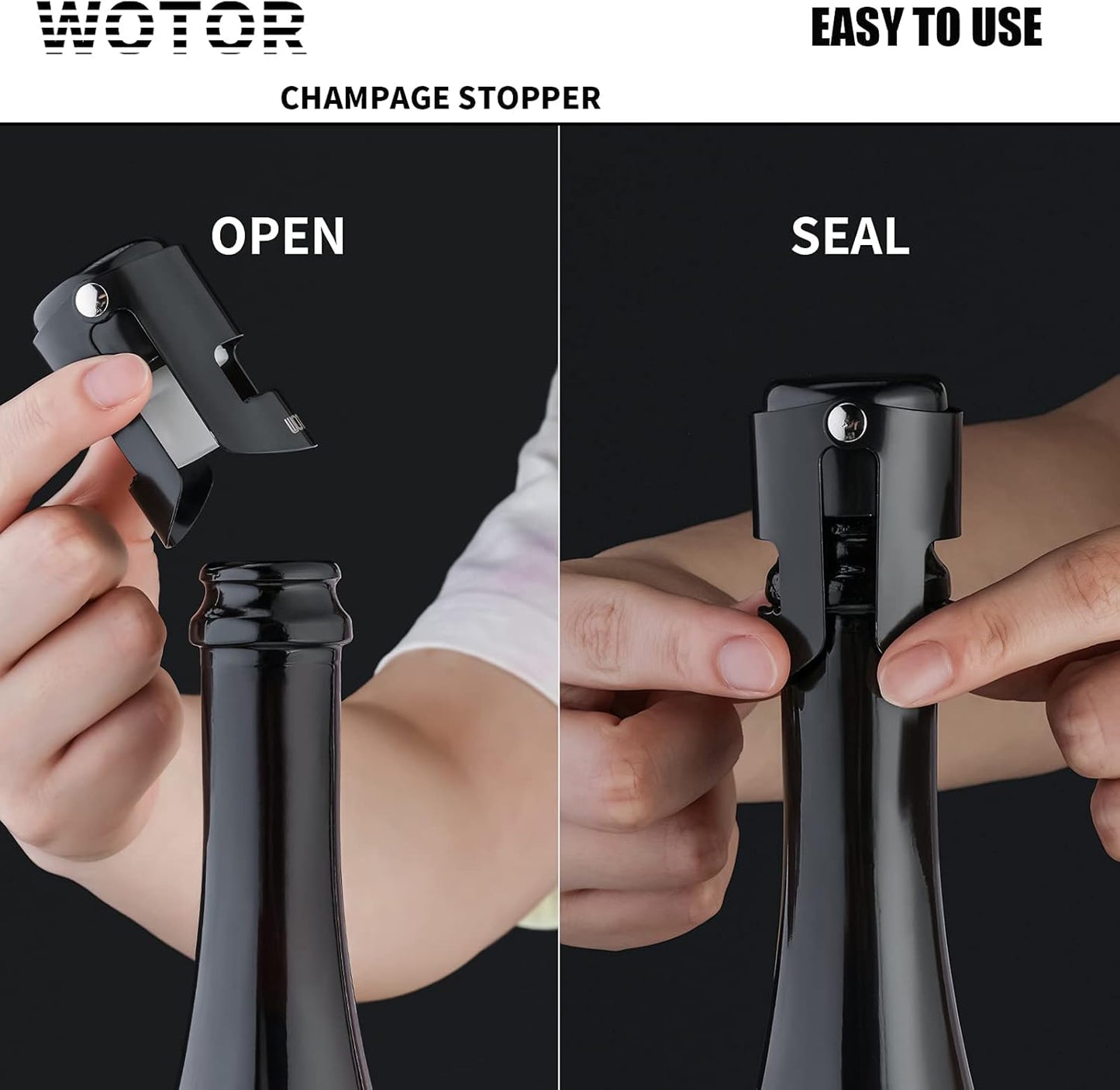 Champagne Bottle Stoppers Stainless Steel, Prosecco Stopper with Food Grade Silicone