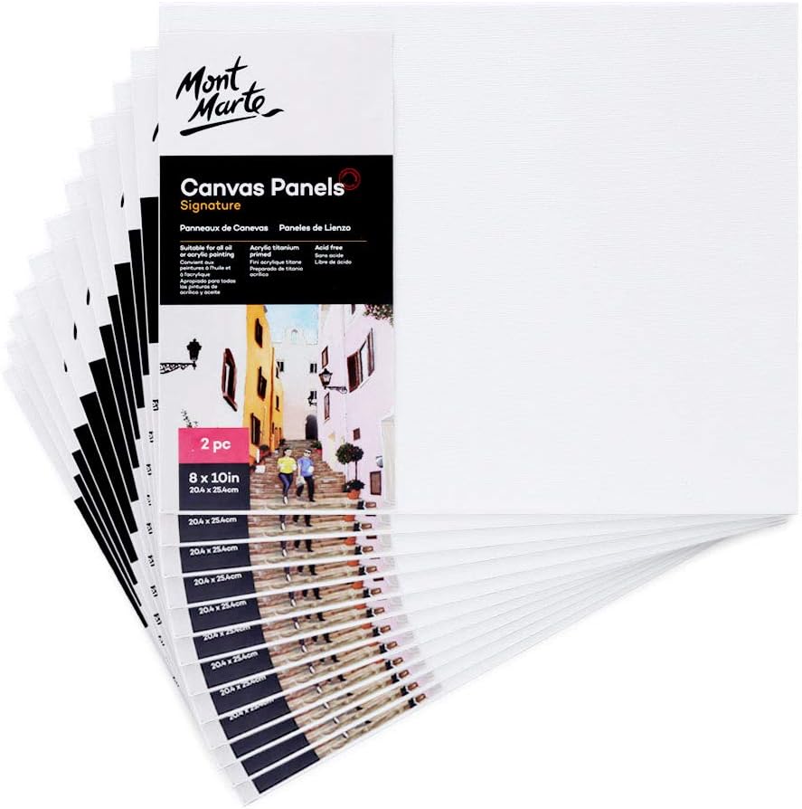 Professional Series Painting Canvas Panels 8 x 10 inch, 12-Pack. Suitable for Artists at All Skill Levels.