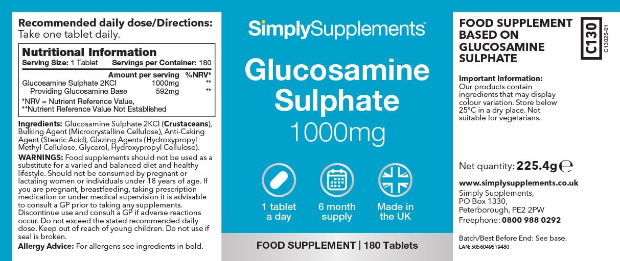 Glucosamine Sulphate 2KCL 1000mg Joint Support Supplement