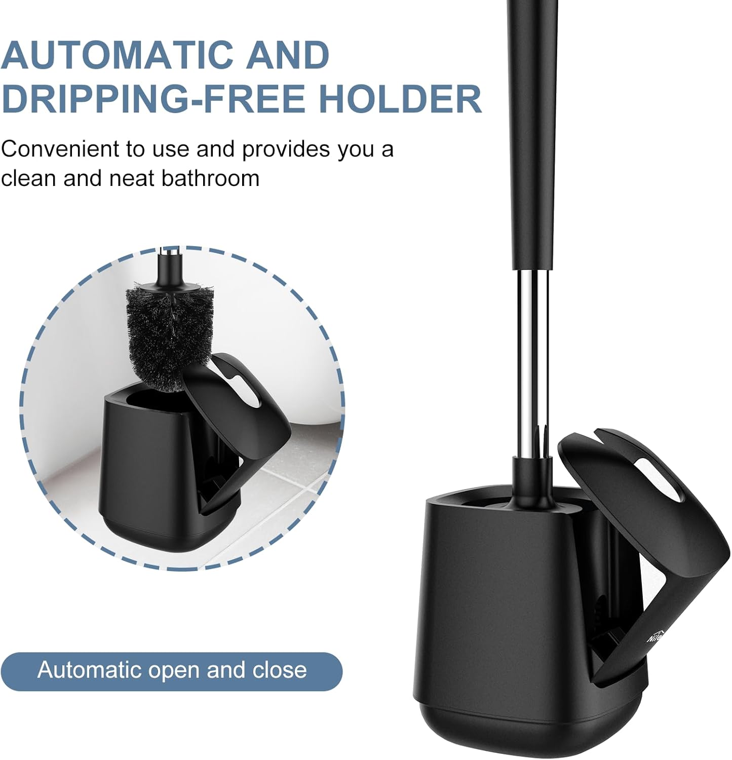 Toilet Bowl Brush and Holder Automatic Toilet Brushes for Bathroom with Holder Ventilated Toilet Cleaner Brush for Toilet Scrubber Cleaning