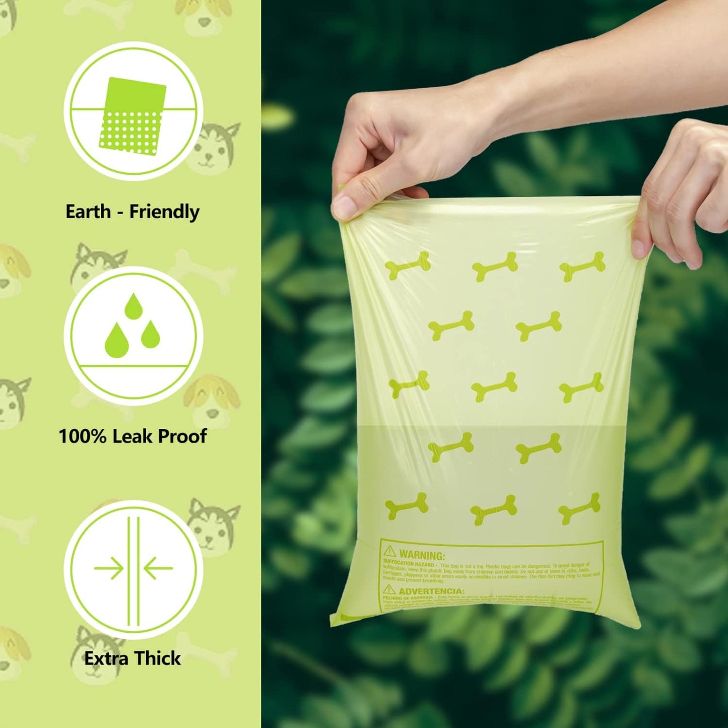 Dog Poo Bags with Dispenser, 360 Count - Extra Thick & Large, Unscented Leak-Proof