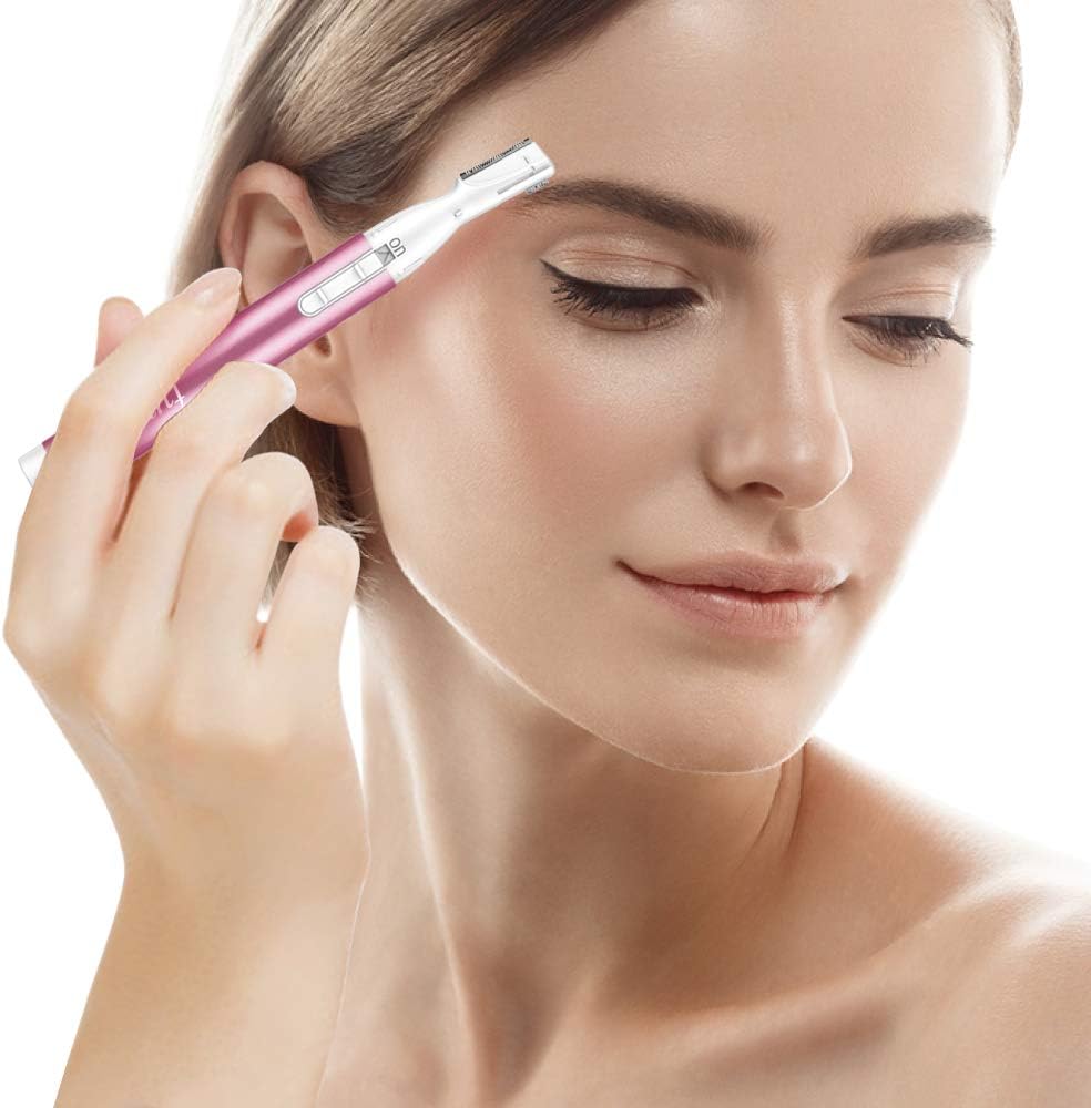 Upgraded Precision Facial Hair Trimmer for Women - Electric Eyebrow with Comb