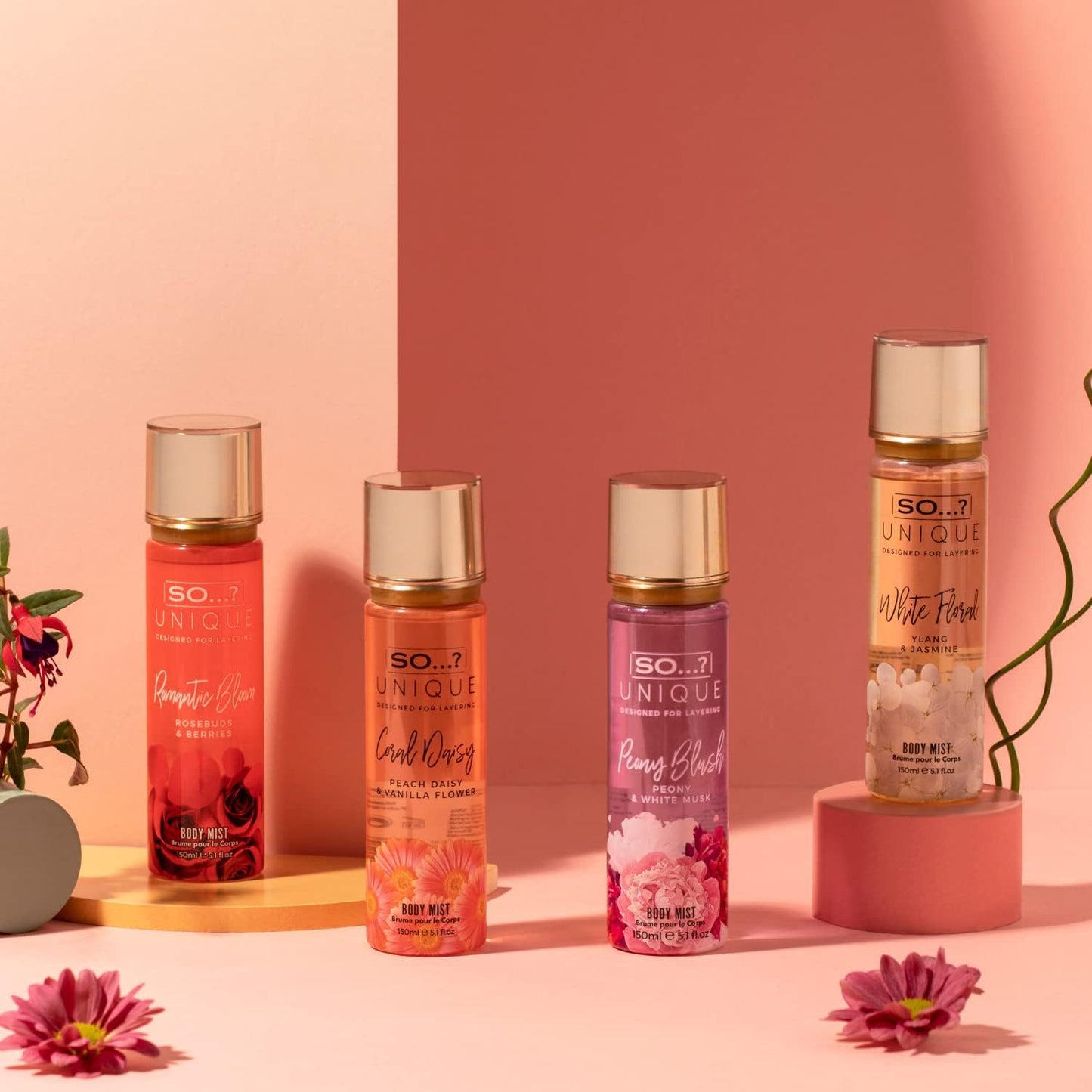 Unique Womens Summer Breeze Bundle Sweet Pea, Coral, White Blossom Body Mist Spray Mixed Fragrance Set