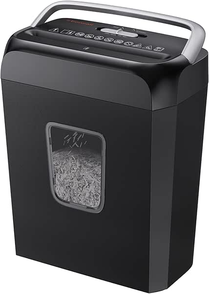 Bonsaii 6 Sheet Cross Cut Paper Shredder, Compact Shredder for Home & Small Office Use, Shreds Credit Cards, Staples, and Clips, Portable Handle Design, 13L Bin (C237-B Upgrade Version)