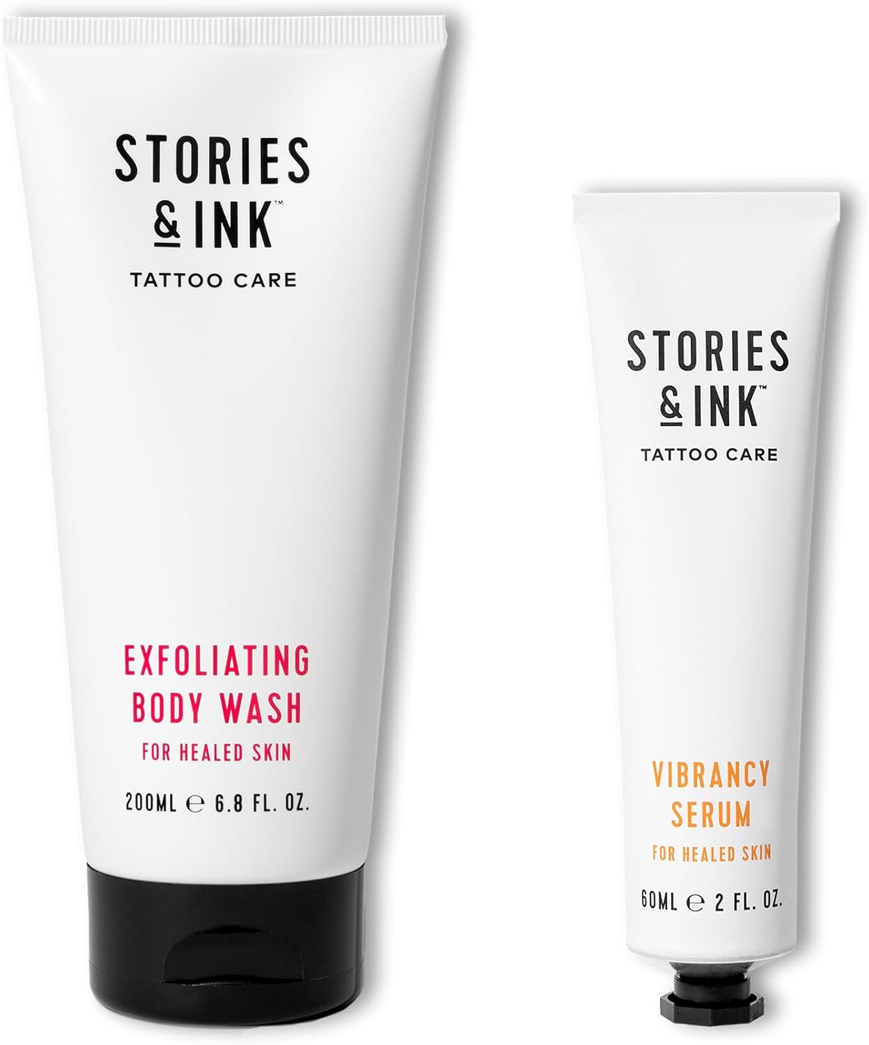 Tattoo Aftercare | WAKE & GLOW DUO: Revive Faded Ink & Improve Tattoo Clarity. Serum + Exfoliator Bundle