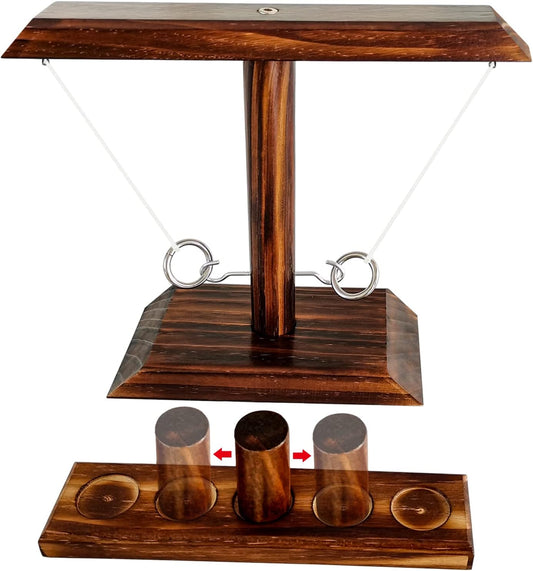 Ring Toss Game, Wooden Table Top Hook Ring Toss Game Children, Premium Party Throwing Games Game for Family Fun Indoor/Outdoor Game