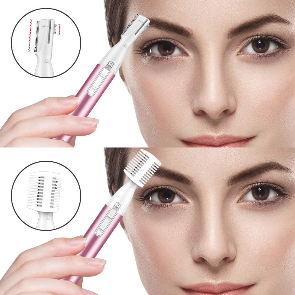 Upgraded Precision Facial Hair Trimmer for Women - Electric Eyebrow with Comb
