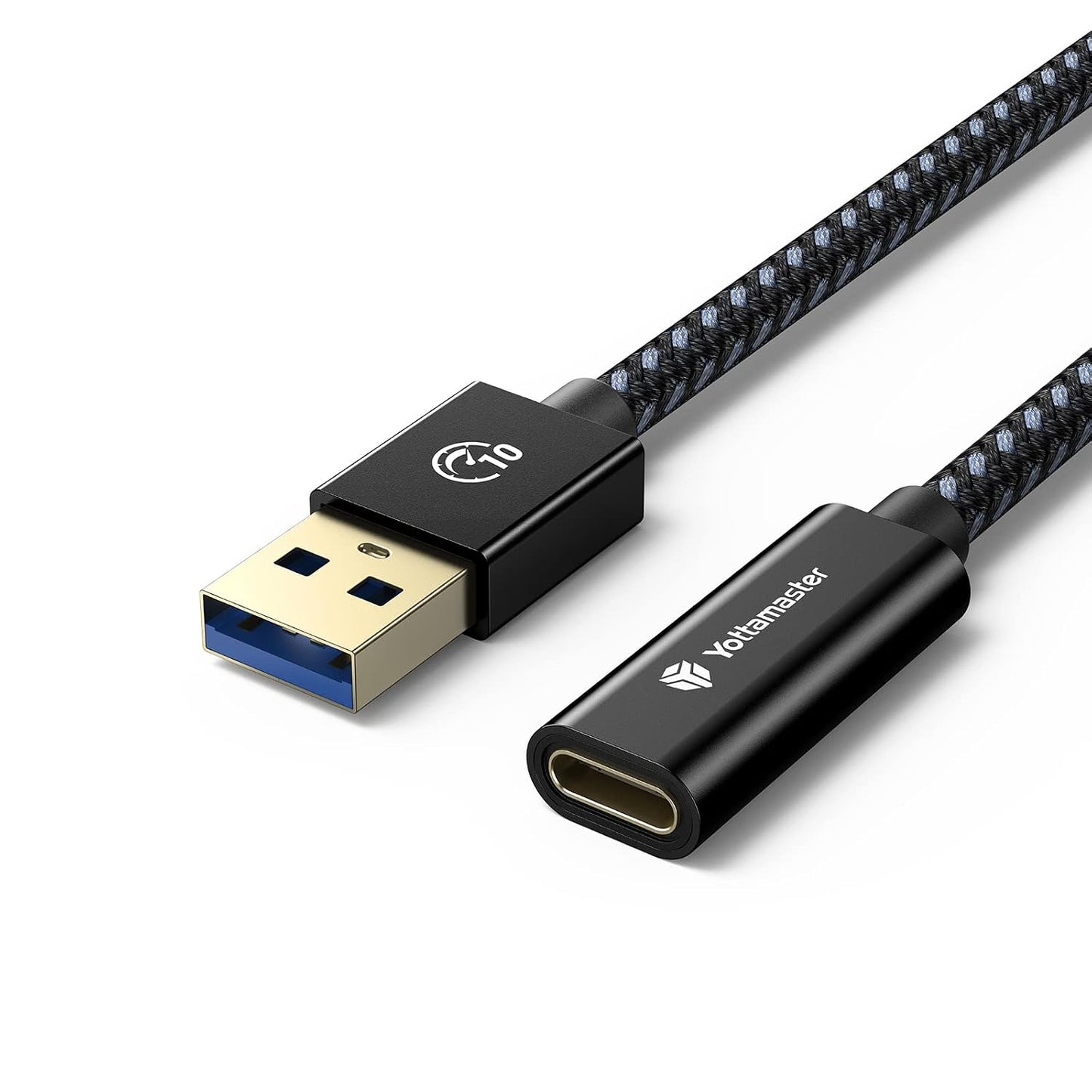 USB 3.2 Gen2x2 Extension Cable Right Angle USB C Extender Lead PD 100W 4K@60Hz Braided