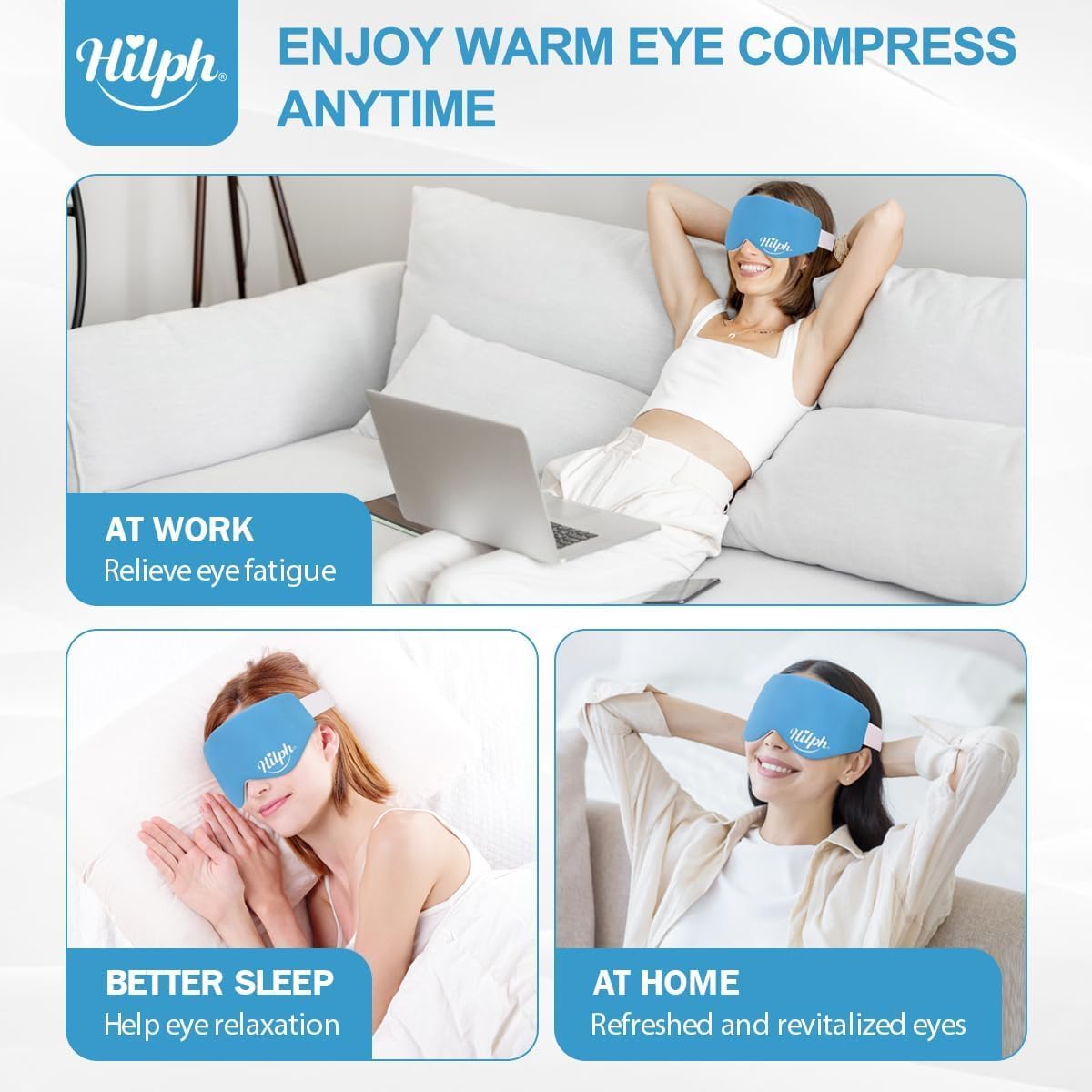 Microwave-Activated Heat Mask for Dry Eyes Relief & Blepharitis, Reusable Washable Warm Compress