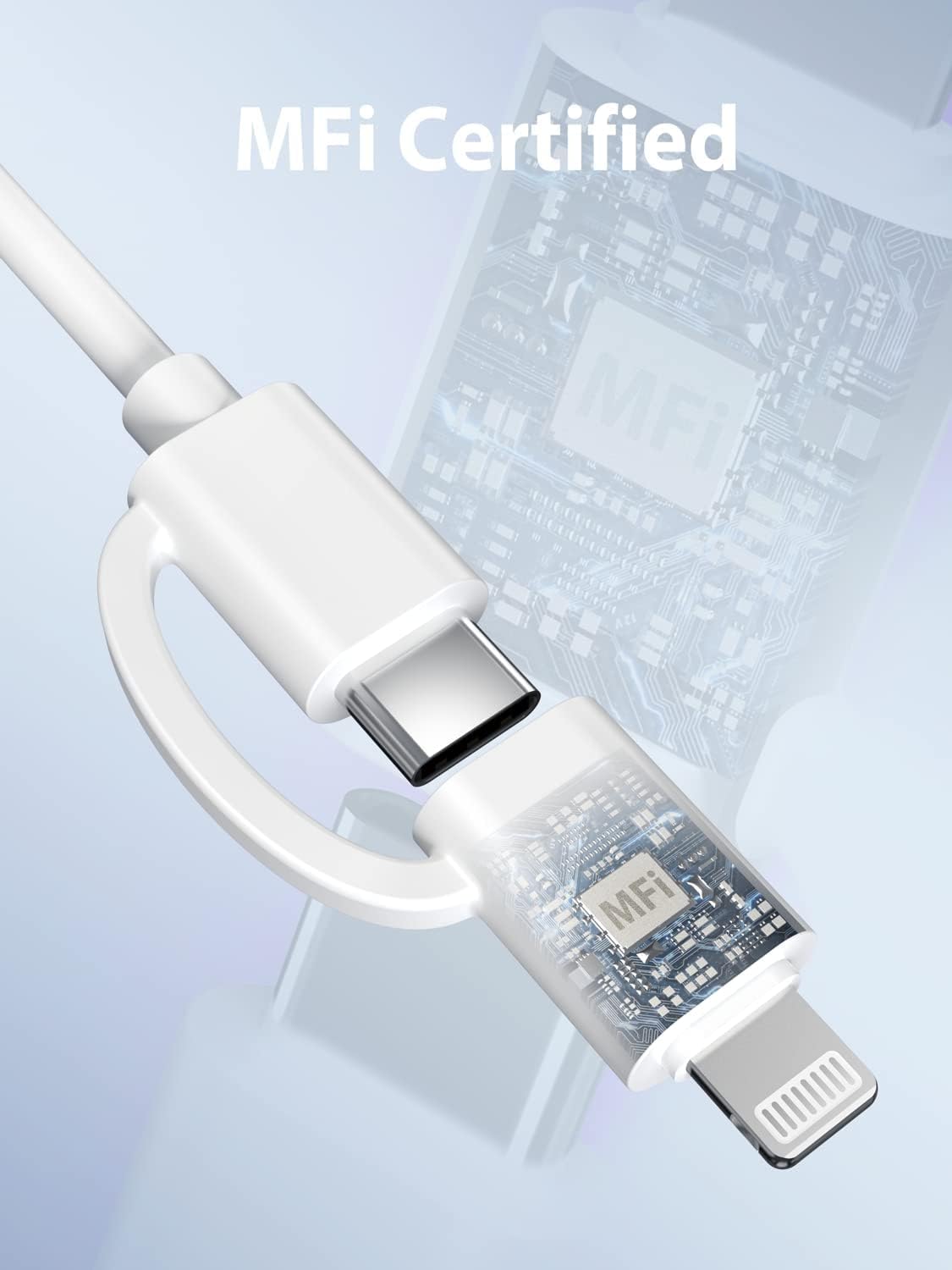 2 in 1 USB C to USB C/Lightning Cable 2Pack 2M MFi iPhone 15 Charger C to C Fast Charging 60W Type C for iPhone iPad Pro Air Samsung Galaxy MacBook Switch