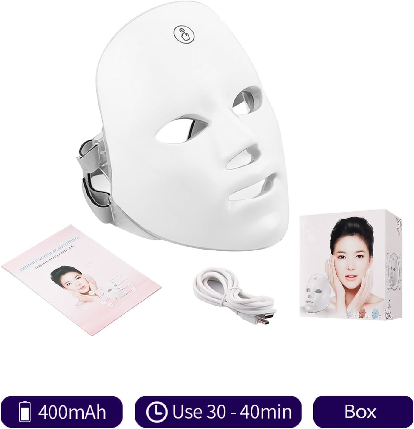 LED Light Therapy Face Mask - 7 Color Photon Therapy, Anti-Aging, Wrinkle Reduction, Skin Tightening, Daily Facial Care