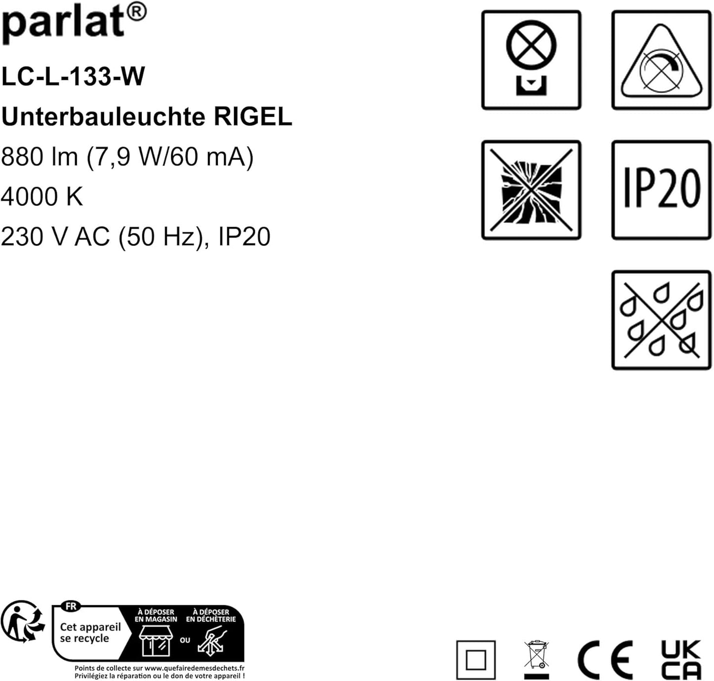 LED Under-Cabinet luminaire Rigel, 57.3cm, 880lm, White, BS