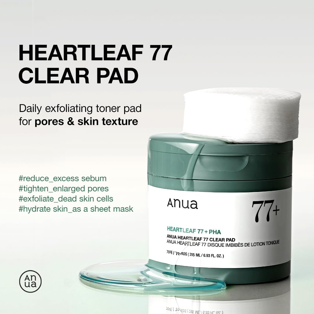 Toner Pad, Mild Exfoliating Facial Pads for Glass Skin, Hydrating Pore Care for Sensitive Skin, Heartleaf Extract, PHA, Centella