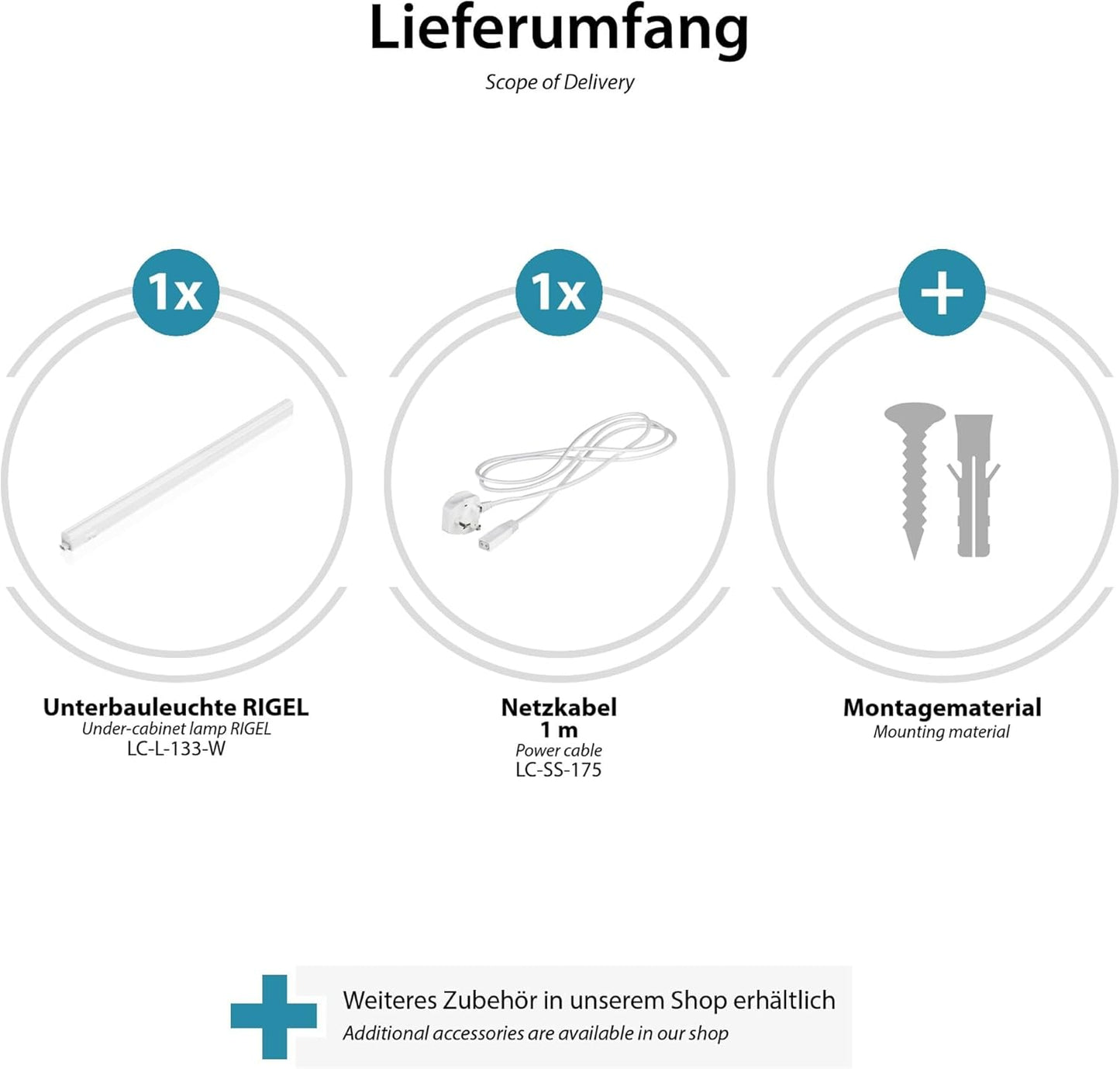 LED Under-Cabinet luminaire Rigel, 57.3cm, 880lm, White, BS