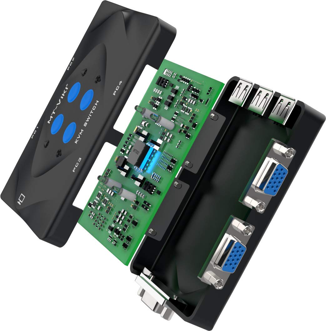 VGA KVM Switch 2 Port USB Selector for 2 Computers with Cables and USB Hub