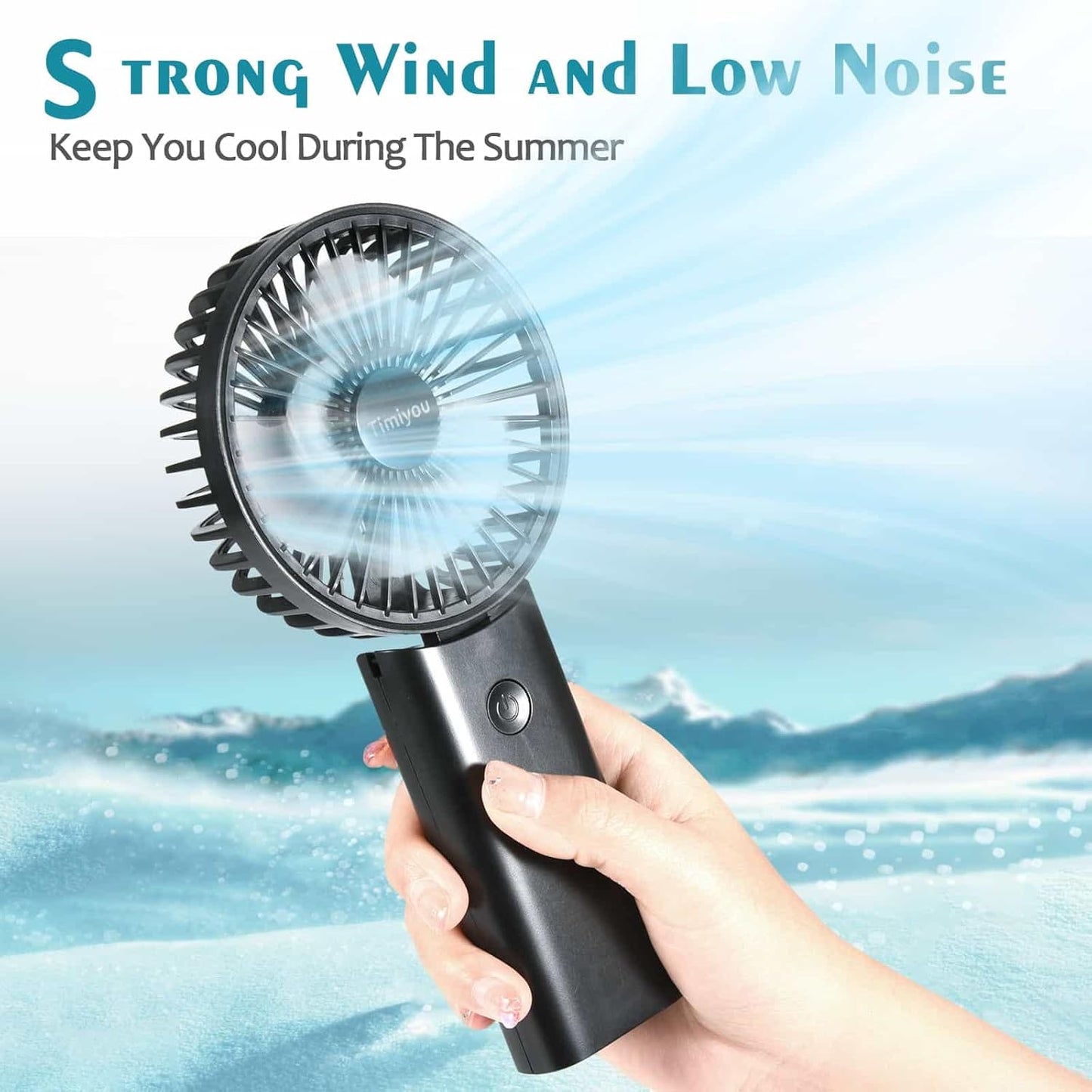 Handheld Fan, Portable Fan with 3 Speed, Mini Hand Held Fans 3000mAh Battery Operated, USB Rechargeable Foldable Desk Fan for Travel Camping Home Office