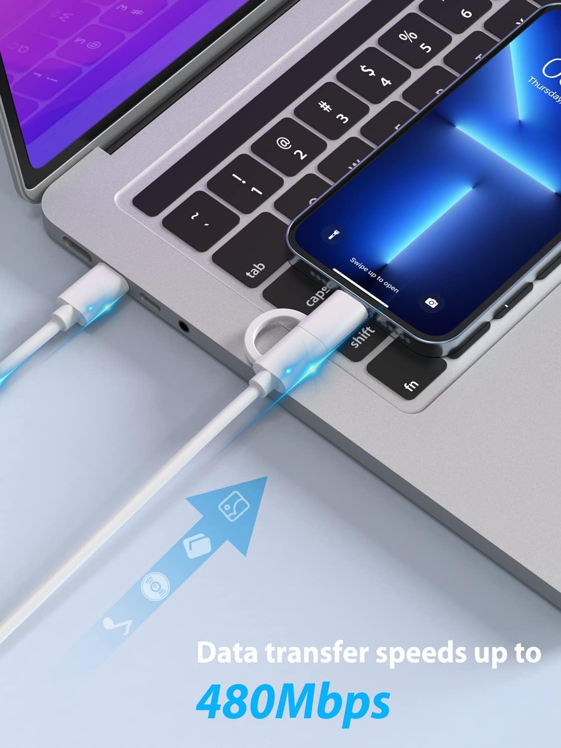 2 in 1 USB C to USB C/Lightning Cable 2Pack 2M MFi iPhone 15 Charger C to C Fast Charging 60W Type C for iPhone iPad Pro Air Samsung Galaxy MacBook Switch