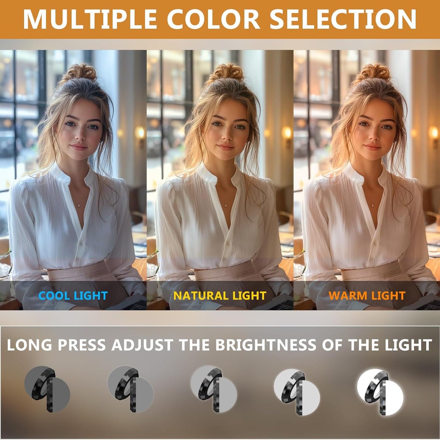 Hollywood Mirror with RGB Backlit 15 LED Vanity Mirror with Lights 3 Lighting Modes Dynamic RGB Backlit Hollywood Vanity Makeup Mirror with Lights Shatterproof for Dressing Table 58x46cm