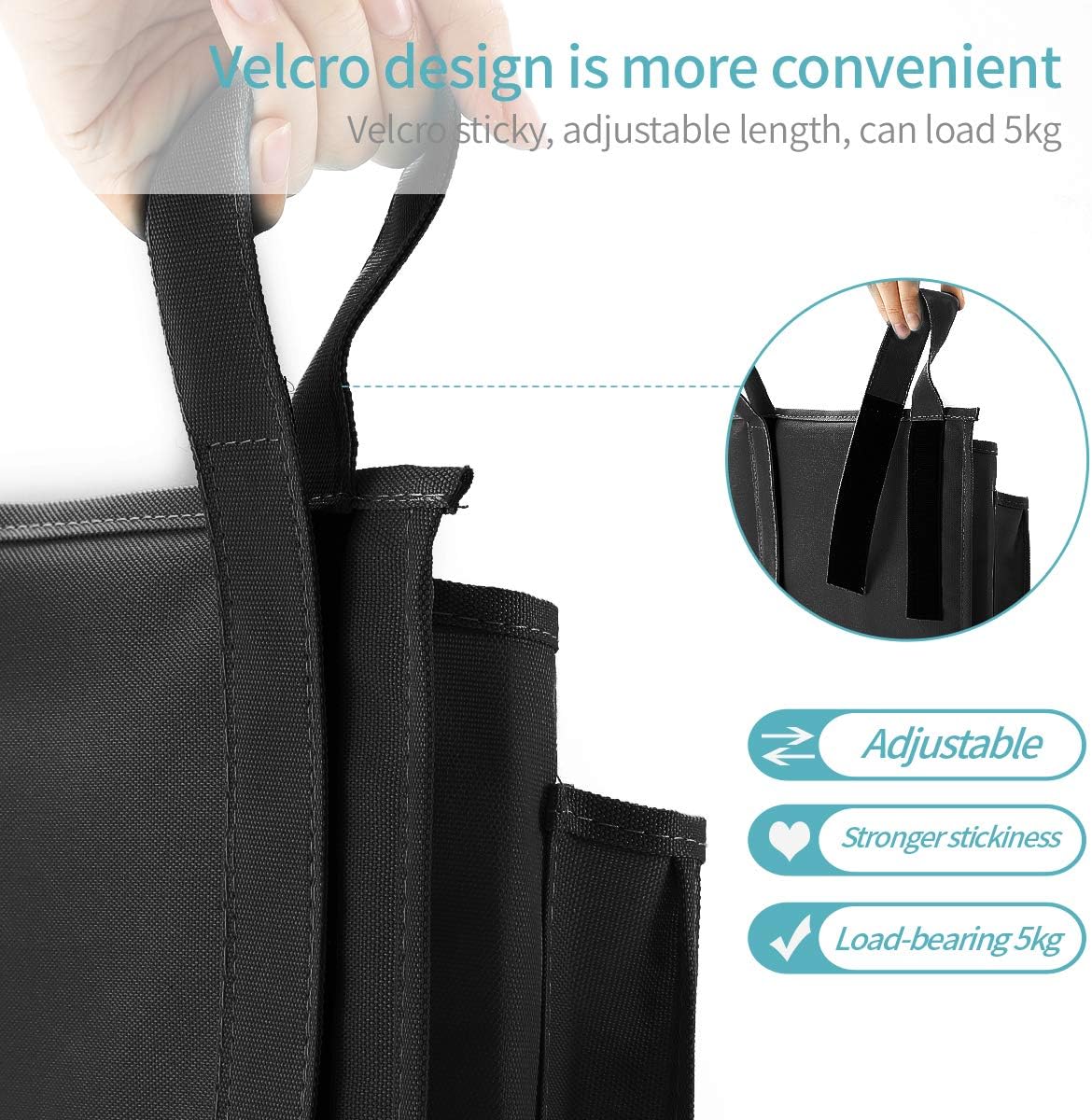 Caddy Hanging Organizer Bedside Storage Bag, 600D Oxford Cloth with Hook&Loop Fastener for Bunk and Hospital Beds,Dorm Rooms Bed Rails